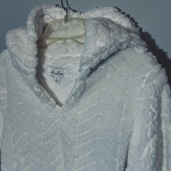 Nwt Anneliese Hooded Sweater White Cuddly Soft Pullover V-neck Sz L - Picture 2 of 7